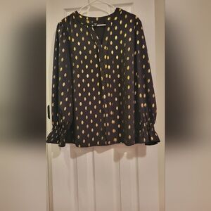 SHEIN Black Blouse with Gold Dots